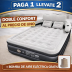 ¡Pagas 1 y Te Llevas 2! Colchón Portátil Doble con Apoyo de Cabeza, Triple Revestimiento y Antidesgarro + Bomba de Aire Eléctrica de Regalo