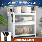 Set Completo de Escurridor en Acero Inoxidable con Tapas de Vidrio + Regalo: Kit de Utensilios de Cocina