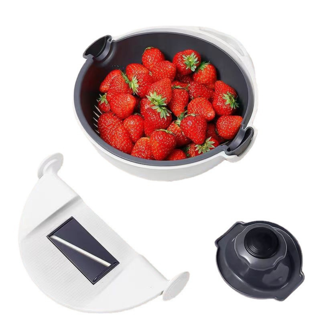 Llevá 2 y Pagá 1 | Cortador de Verduras Multifunción con Cuchillas de Acero Inoxidable + Escurridor